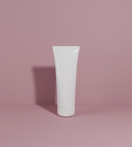Zdjęcie kosmetyczna tubka produktów kosmetycznych na ciemnoróżowym tle ilustracja renderowania 3d