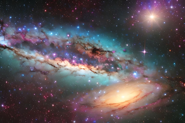 Kosmiczna galaktyka z gwiazdami i mgławicami w tle