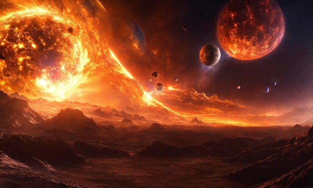 Kosmiczna kolizja planety spotyka się ze słońcem w niebiańskim balecie