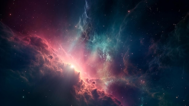 Kosmiczna mgławica nocna galaktyka ilustracja Kosmos wszechświat astronomia Generacyjna AI