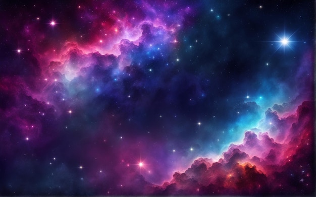 Kosmiczne tło z realistyczną mgławicą i świecącymi gwiazdami Kolorowy kosmos z gwiezdnym pyłem Magiczne kolory