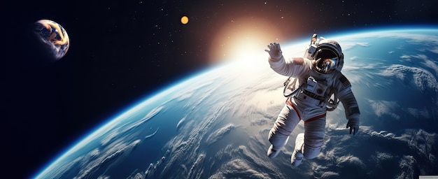 Zdjęcie kosmiczny człowiek bluszcz w kosmosie na pokładzie