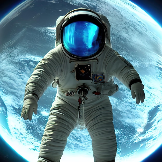 Kosmonauta astronauta w przestrzeni kosmicznej Człowiek w eksploracji kosmosu o zerowej grawitacji ilustracja 3d