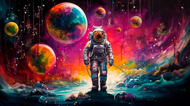 Zdjęcie kosmonauta w przestrzeni mieszanej generative ai ilustrator