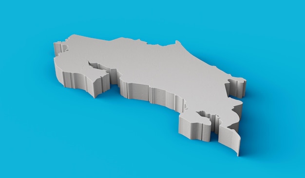 Kostaryka mapa 3D Geografia Kartografia i topologia Sea Blue powierzchnia ilustracja 3D