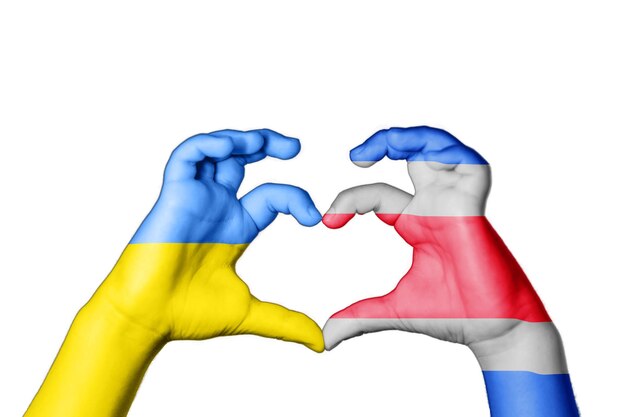 Kostaryka Ukraina Serce, Gest Ręki Tworzący Serce, Módlcie Się Za Ukrainę