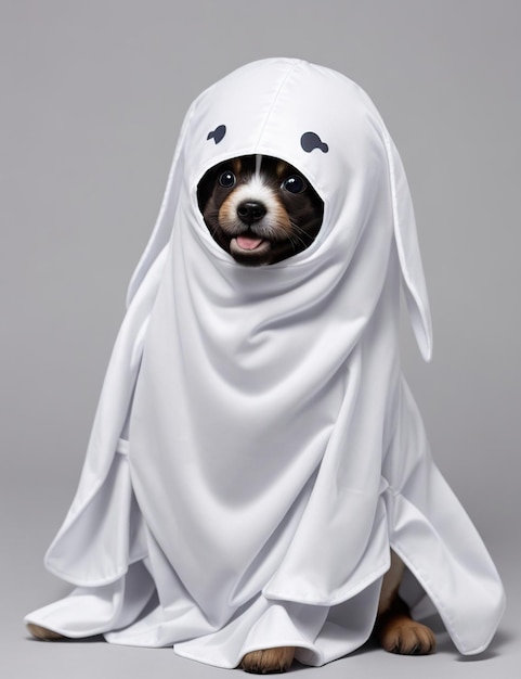 kostium na halloween uroczego szczeniaka-ducha