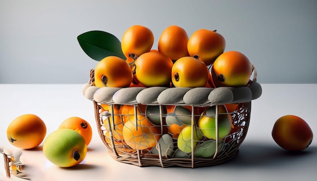 Kosz owoców z napisem mango