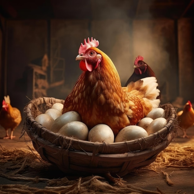 Kosz z kurczakiem i jajkami