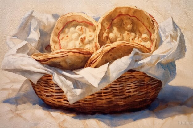 Zdjęcie kosze chleba rzemieślniczy chleb malowany pastelami