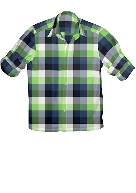 Koszula w zielono-niebieską kratę z białym tłem