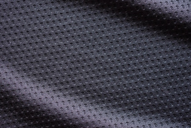 Koszulka piłkarska z czarnej tkaniny sportowej z teksturą siatki powietrznej