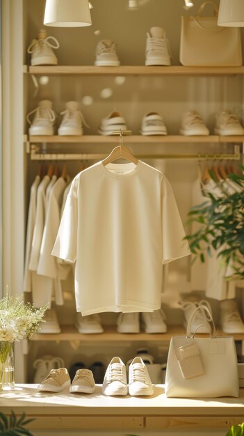 koszulka z butami, torbami i torbą w stylu ręcznie wykonanych wzorów, jasno białe i