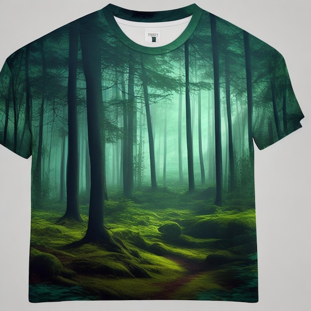 Zdjęcie koszulka z sceną z lasem na niej