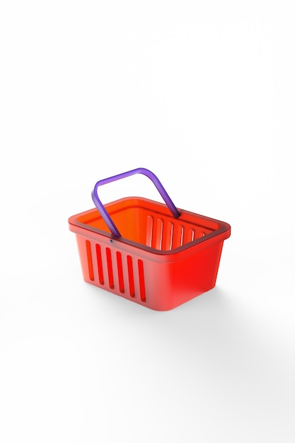 Koszyk na białym tle ilustracja renderowania 3D