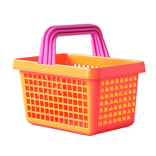 Koszyk na zakupy w modnej palecie kolorów w stylu 3D z generatywną sztuczną inteligencją