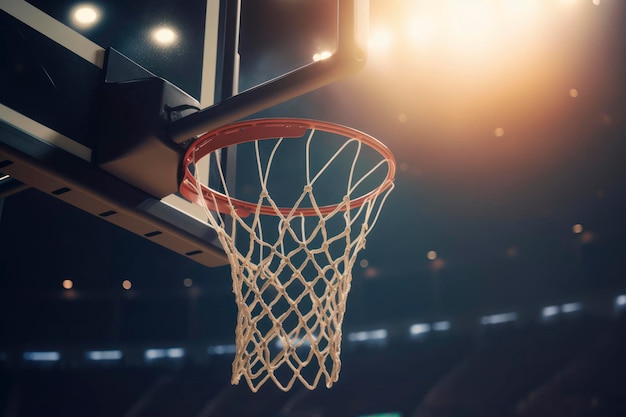 Koszyk punktowy do koszykówki na arenie sportowej Wygenerowano AI