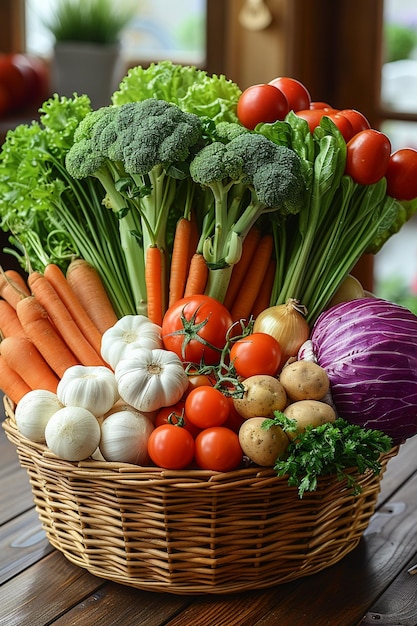 Koszyk świeżych warzyw i owoców ekologicznych