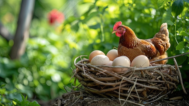 koszyk z kurczakiem i jajkami