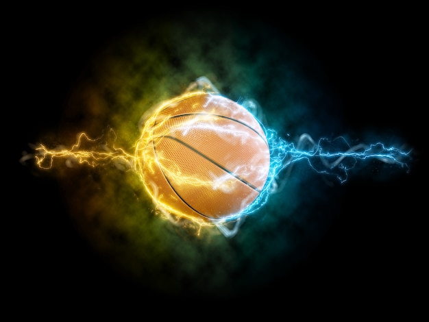 Koszykówka i fale elektryczne w renderowaniu 3d