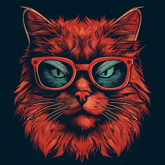 Kot awatar ilustracja płaska konstrukcja na pocztówkę lub plakat z naklejką tshirt