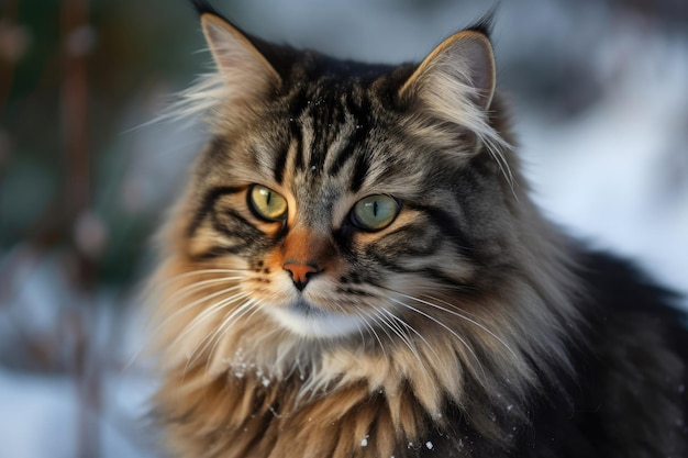 Kot bawiący się śniegiem Kot spaceru na świeżym powietrzu w śniegu w zimie