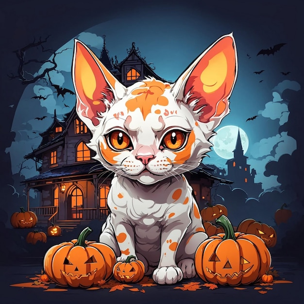 Kot Devon Rex świętuje Halloween 1