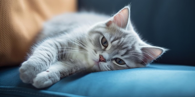 kot na niebieskiej kanapie Generatywna sztuczna inteligencja