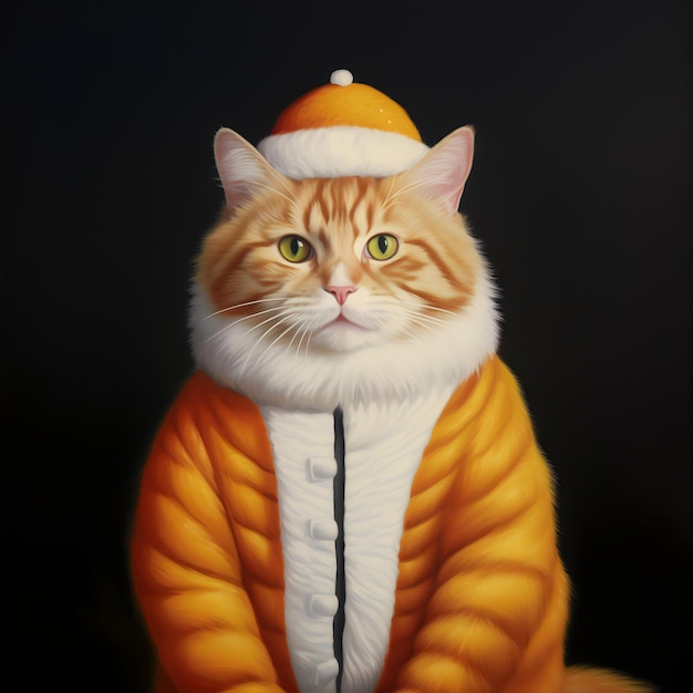 Zdjęcie kot nosi kostium świętego mikołaja.