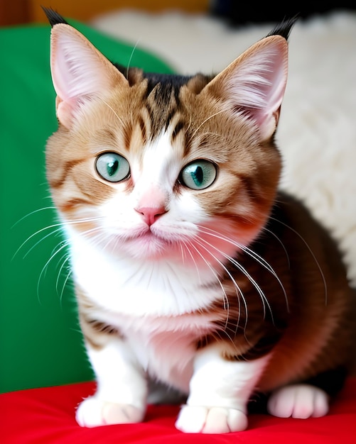Kot o zielonych oczach i białej łacie na twarzy