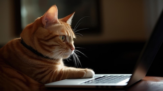 Kot patrząc na laptopa