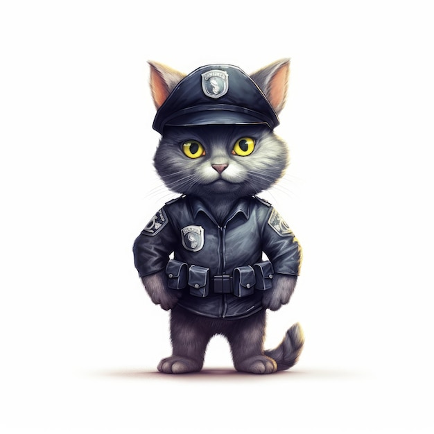 Kot Pies Policja Styl ilustracji książki dla dzieci Postać S