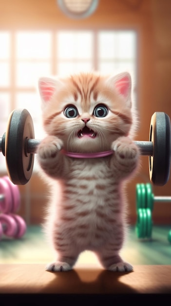 Kot podnoszący ciężary na siłowni