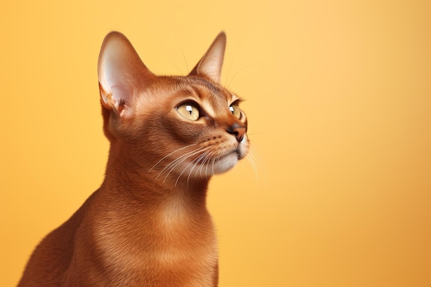 Zdjęcie kot rasy abisyńskiej na pomarańczowym tle