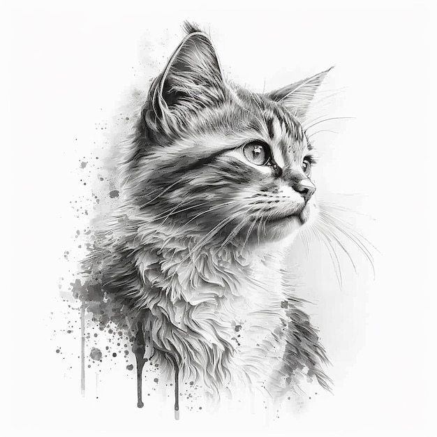 Kot szkic stock ilustracji biały obraz tła Ai generowane sztuki