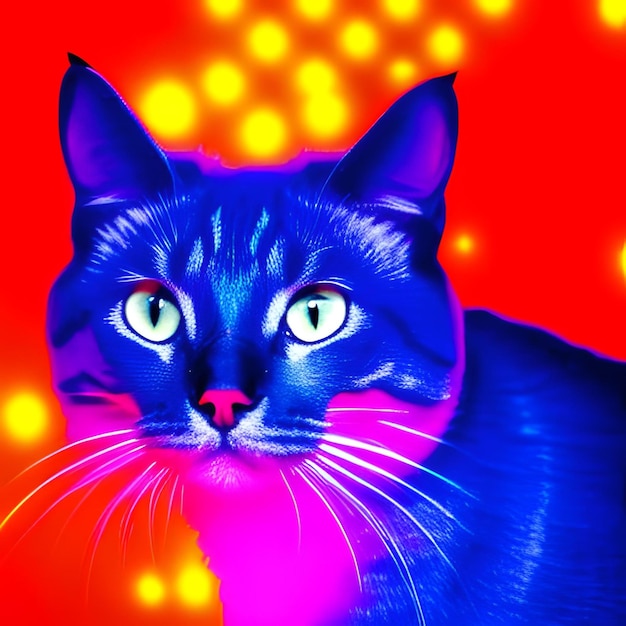 Kot w neonowym świetle