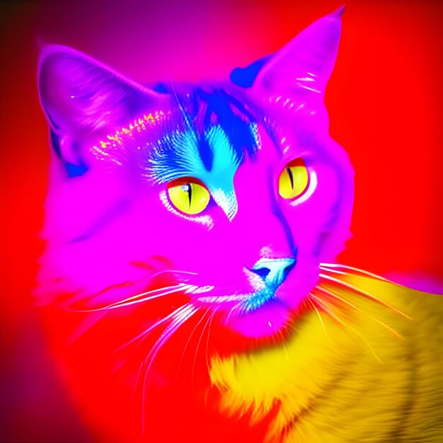 Kot w neonowym świetle