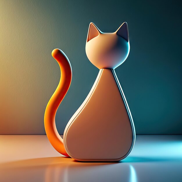 Zdjęcie kot w nowoczesnej sztuce chromowej i minimalistycznej