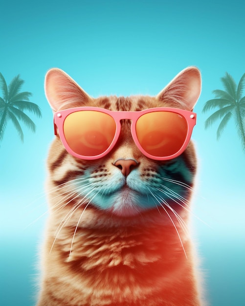 Kot w okularach przeciwsłonecznych i różowych okularach przeciwsłonecznych
