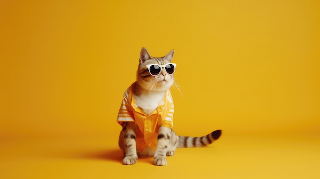 Kot w okularach przeciwsłonecznych idący na festiwal jazzowy Generacyjna sztuczna inteligencja