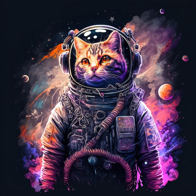 Kot w skafandrze kosmicznym z imieniem kota.