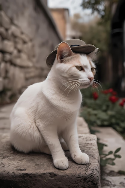 Kot w słomkowym kapeluszu