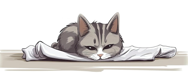 Zdjęcie kot z kreskówek na podłodze kreskówki clipart