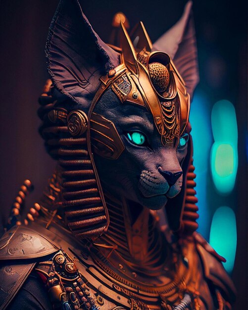 Kot z niebieskimi oczami i złotą maską