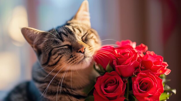 Kotek z kwiatami Koty bukiet generatywny ai