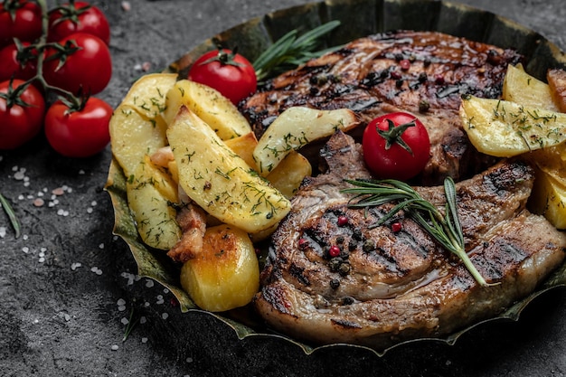 Kotlet Schabowy Na Metalowej Tacy żywność Ekologiczna świeże Mięso Wieprzowe Menu Restauracji Dietetyczna Książka Kucharska Przepis