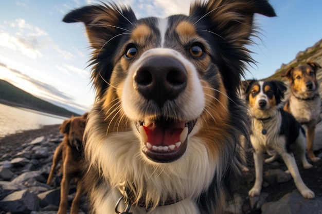 Koty i psy robią selfie w Nowym Jorku