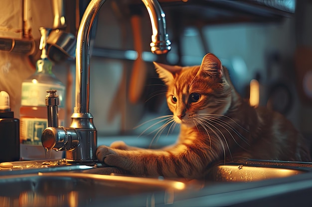 Koty Instalator Ładny Pozytywny Technik Sanitarny Koty Koty Naprawa Instalacja Umywalki Instalacji