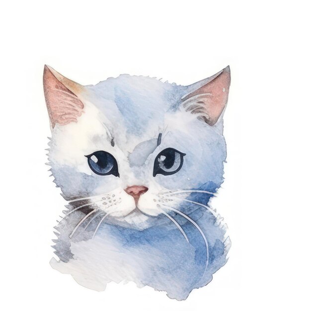 Zdjęcie koty klipart akwarelowy uroczy kreskówki koty obrazy zwierząt domowych ilustracja kitty uroczy kot biały tło