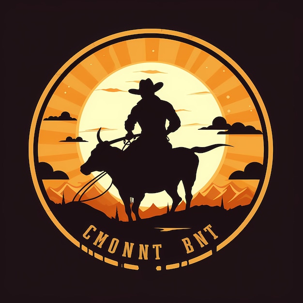 Zdjęcie kowbojska jazda konna płaska ilustracja projekt koszulki